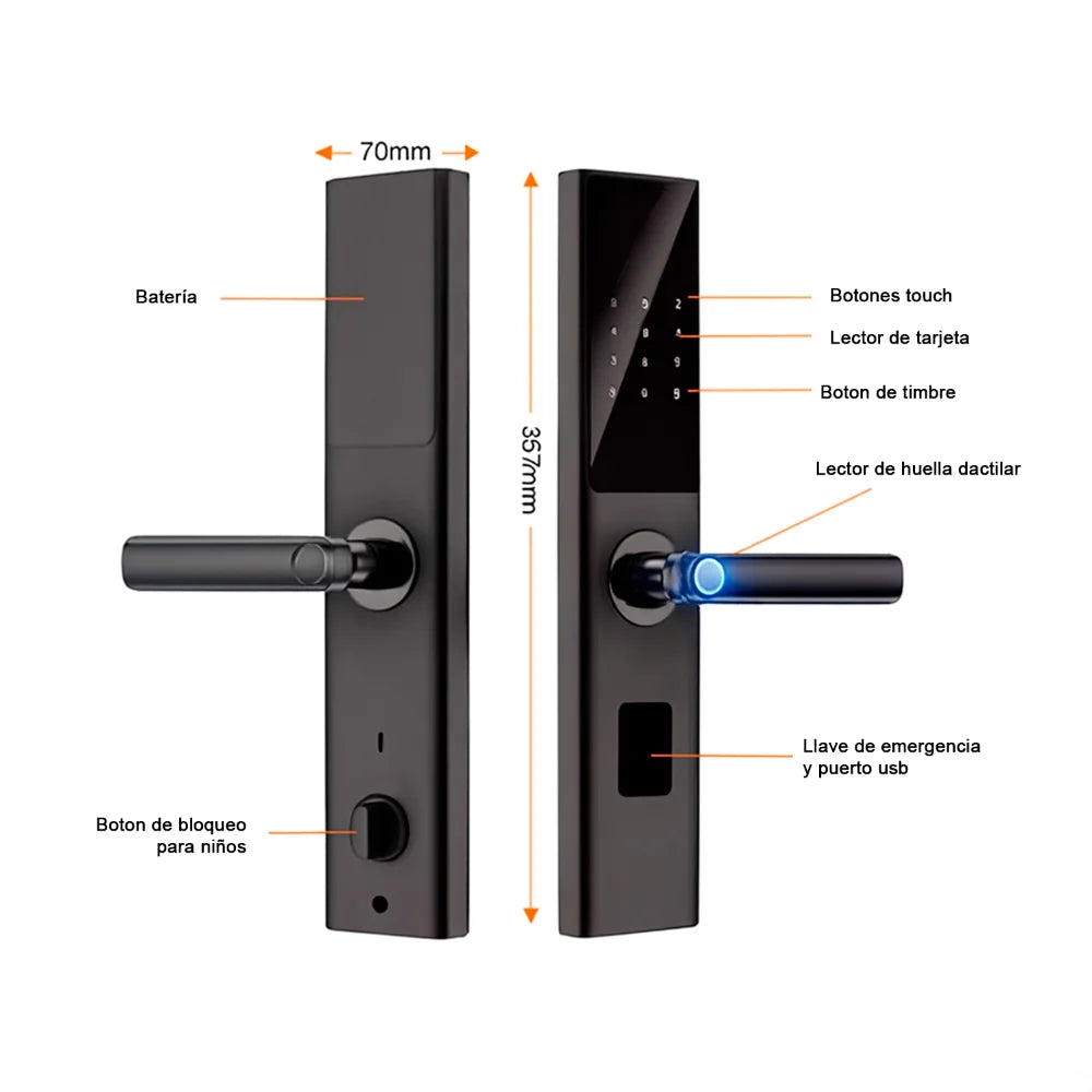 cerradura inteligente tivor xz10 color negro
