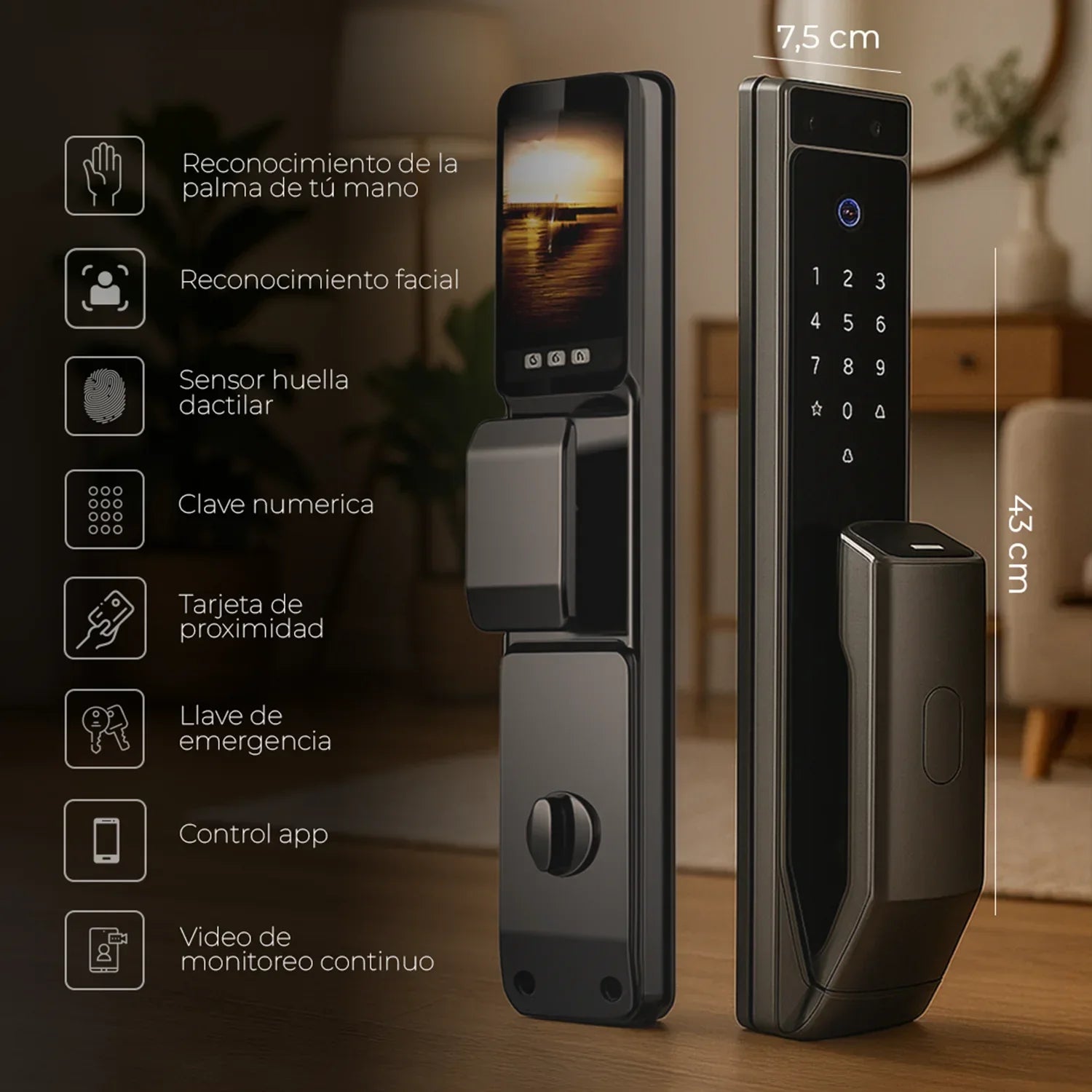 Cerradura inteligente / cerradura panel touch / cerradura lector de huella / cerradura bloqueo automático / cerradura con batería / cerradura plateada / cerradura gris / cerradura con wifi / cerradura con tarjeta de proximidad / cerradura con camara / cerradura con sensor de movimiento / cerradura con reconocimiento facial 3D / cerradura / cerradura negra / cerradura con llaves / cerradura premium / cerradura anti agua / cerradura con bloqueo manual